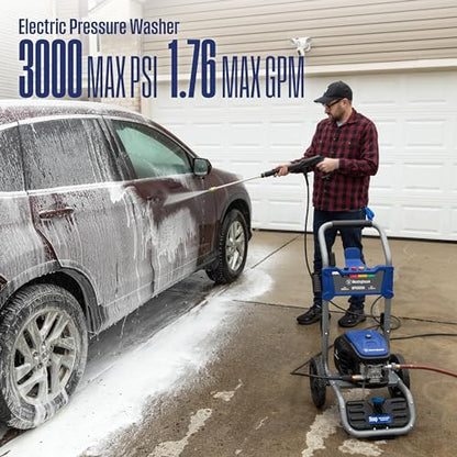 Westinghouse WPX3000e Electric Pressure Washer, 3000 Max PSI and 1.76 Max GPM, Induction Motor, Onboard Soap Tank, Spray Gun and Wand, 5 Nozzle Set, for Cars/Fences/Driveways/Homes/Patios/Furniture - style: 3000 Max PSI