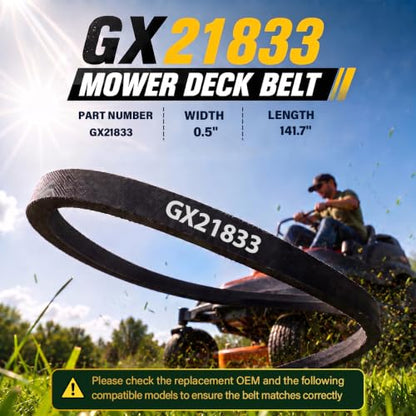 GX21833 Mower Deck Belt 1/2" x 141.7" for John Deere Deck Belt - size: GX21833
