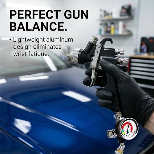 LE LEMATEC Air Pressure Regulator with Gauge for HVLP Paint Spray Guns - size: Small In-line