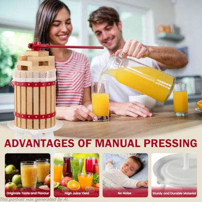 CAELUM Fruit Wine Press 3.2 Gallon, Manual Cider Maker for Kitchen Red - color: Red, size: 3.2 Gallon