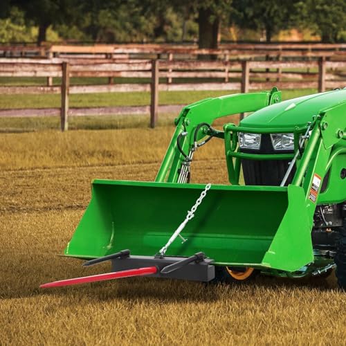 39"+2 * 17.5" Hay Spear,Bale Spear 4000lbs Capacity Universal HD Front Skid Steer Tractor Loader Bucket Attachment Quick Attach for Bobcat Tractors