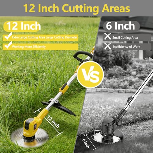 3-in-1 Cordless Weed Wacker, Electric Grass Trimmer with 2x4.0Ah Battery - color: Yellow