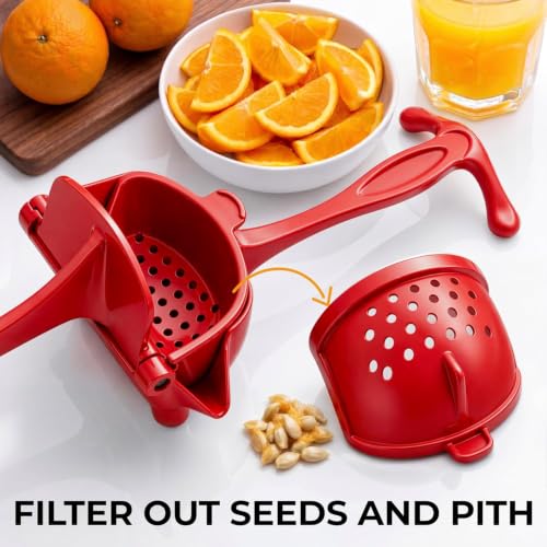 Zulay Kitchen Manual Fruit Juicer - color: Red