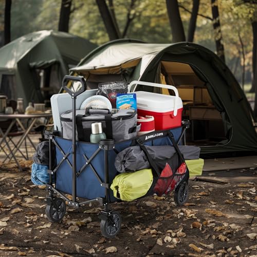 Gorilla Carts Collapsible Folding Outdoor Utility Wagon, 7 Cu Ft, Blue - color: Blue