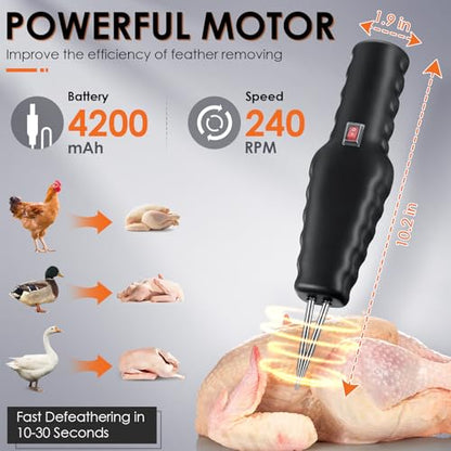 Electric Handheld Chicken Plucker and Stainless Steel Lung Scraper