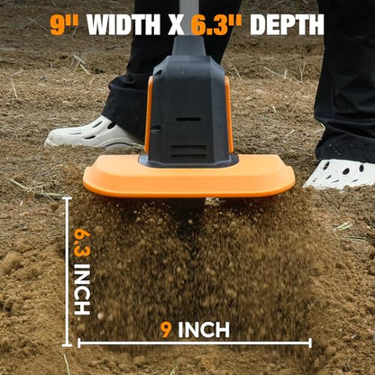 SOARFLY Cordless Tiller Cultivator for Gardening, 9" Width 6.6" Depth - size: 2.0AH Battery