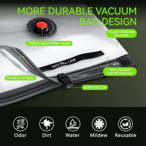 Vacuum Bags for Travel - USB Electric Pump, 15 Pack Carry-on Size Vacuum Seal Bags for Clothing - Space Saver Vacuum Storage Bags for Luggage, Travel Essentials. - style: 15 bags + USB pump