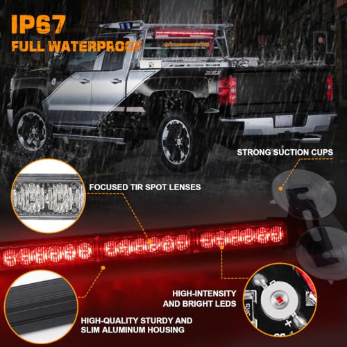 XRIDONSEN 35 inch Red Emergency Light Bar 48 LED Strobe Lights - color: Red