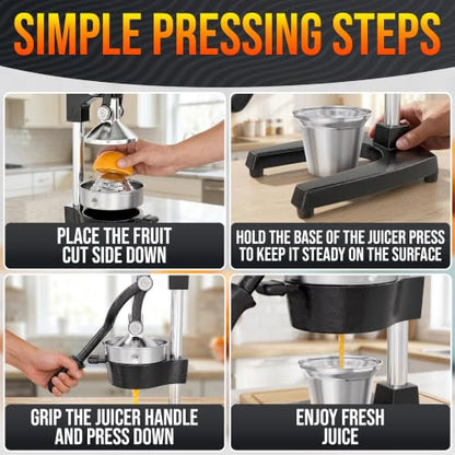 Cast Iron Juicer Hand Press, Heavy-Duty Squeezer (Black) - color: Black