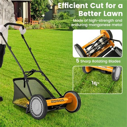 14 inch Push Lawn Mower with Grab Bag - Orange