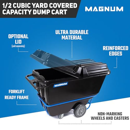 Tilt Truck, 1/2 Cu. Yd. Capacity Dump Cart with Non-Marking 12” Wheels & 5” Casters & Forklift-able Frame for Jobsites, 850 lbs, Trash Cart with Wheels DUC12T-F-NM-04PK (4-Pack) - size: Non-Marking Wheels, style: Forklift Frame