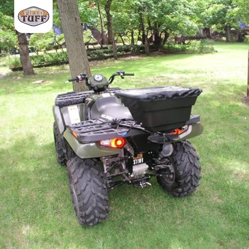 Field Tuff Hitch Mount Grass Seed Spreader with Rain Protector for ATV, UTV, or Utility Tractor, Black - size: 125 lb Capacity
