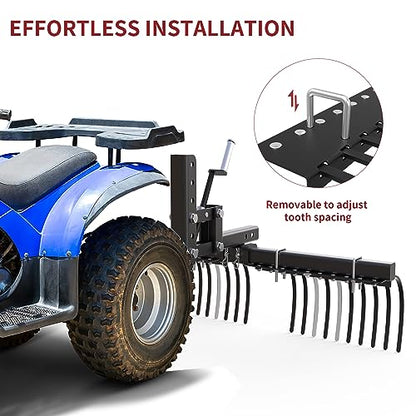 YITAMOTOR ATV/UTV Landscape Rake, Fits for ATV/UTV Manual Implement Lift - style: ATV Landscape Rake Implement