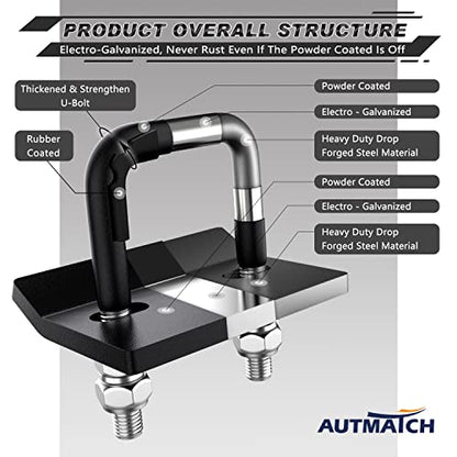 AUTMATCH Hitch Tightener Anti-Rattle Clamp for 1.25" to 2" Trailer Hitches - color: Frosted Black, size: 2 Inch