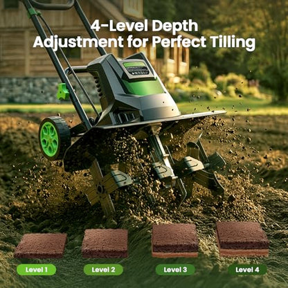 Etoolab Electric Tiller for Gardening, 15-Amp 1800W Corded Rototiller