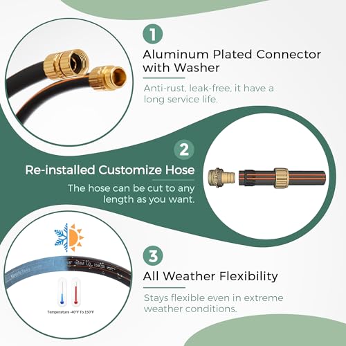 Giraffe Hybrid Garden Hose 5/8" x 25ft, Custom Length, NO Kink, Flexible, Leakproof Hose with Male to Female Fittings, 600 Burst PSI | Custom Length, No Kink, Flexible, Leakproof Water Hose, 600 Burst PSI - size: 25FT Male Female