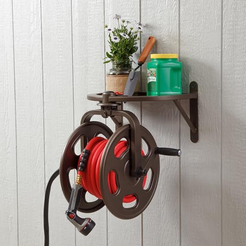 Liberty Garden Navigator Hose Reel, Bronze, with Flip Top - style: Classic, Pull Up Latch