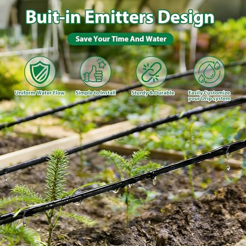 100FT Drip Line Kit Kalolary 1/4 Inch Hydroponics Dripline Hose