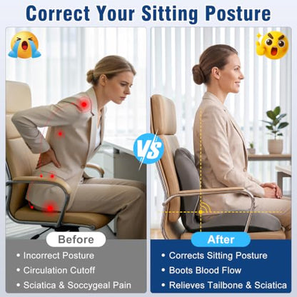 Car Seat Cushion Office Chair Cushion with Lumbar Support Pillow - color: Gray