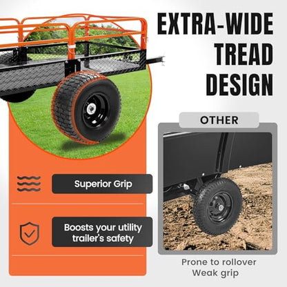 KUAFU Heavy Duty ATV/UTV Trailer Dump Cart Universal 1500LBS Load Tow