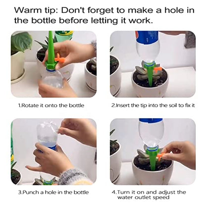 16PCS Plant Self Watering Insert Spikes Device, Automatic Water Control System with Slow Release Valve, Adjustable Water Volume Drip Irrigation Control System for Plants, Enjoy Your Vacation