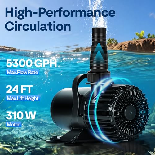 VIVOHOME 310W Pond Pump, 5300GPH Submersible Water Pump for Koi Pond - size: 5300GPH