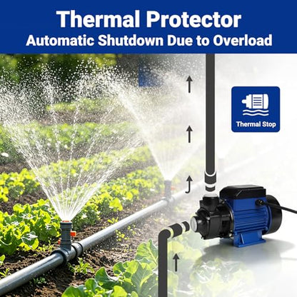 Water Transfer Pump 1/2HP 570GPH 115V 118ft Height Shallow Well Pump Vortex Clean Water Pump for Household Water Booster,Garden Lawn Irrigation,Pond Water Supply