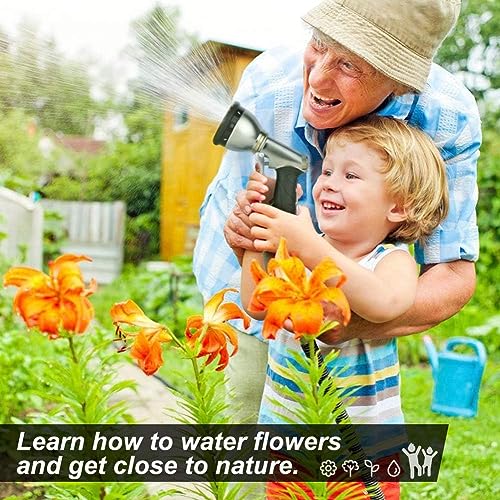 Garden Hose Nozzles,9 Spray Patterns Heavy Duty Metal Hose Sprayer Nozzle | Hose Nozzle Spray High Pressure Slip Resistant Water Sprayer for Plants & Lawns Watering,Car Washing and Pet Showering Gray - color: Gray