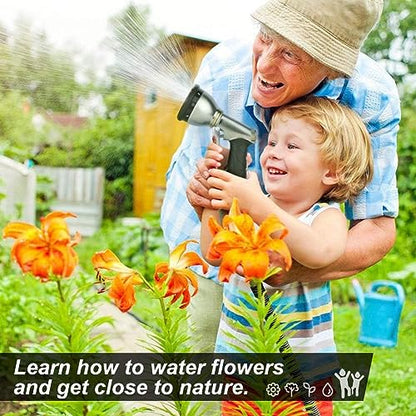 Garden Hose Nozzles,9 Spray Patterns Heavy Duty Metal Hose Sprayer Nozzle | Hose Nozzle Spray High Pressure Slip Resistant Water Sprayer for Plants & Lawns Watering,Car Washing and Pet Showering Gray - color: Gray