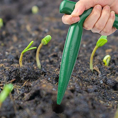 4 Pack Adjustable Hand Hold Sowing Seeds Dispenser, Seedlings Dibber and Widger Hole Puncher Garden Hand Tool Sets