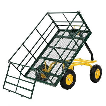 Garden Dump Cart Heavy Duty Wagon with Removable Sides - color: Green