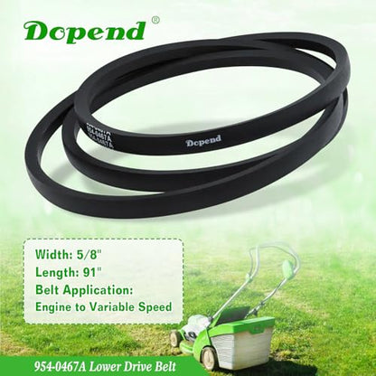 954-0467A Lower Drive Belt 5/8'' x 91'' for Craftsman LT2000, Cub Cadet LTX1040, MTD, Troy Bilt Drive Belt, Replaces 954-0467A Drive Belt 954-0467, 754-0467A, 754-0467 - size: 954-0467A