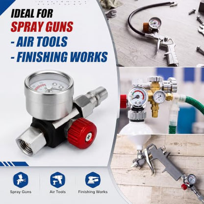 8 Sets Air Pressure Regulator Kit, 1/4"-G Spray Paint Gun