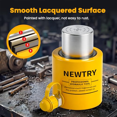 NEWTRY 30T Short Hydraulic Ram Jack, 2" Stroke Porta Power Ram Auto Retract - size: 30T