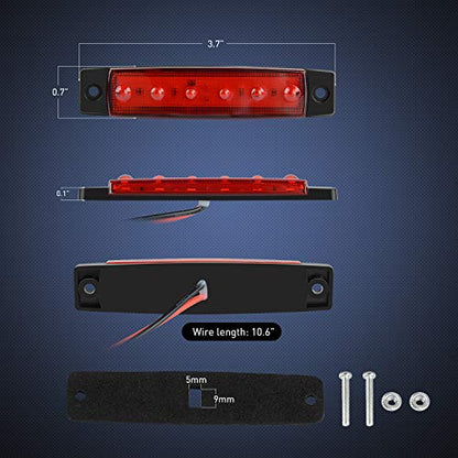 Nilight 3.8 Inch 6 LED Red Trailer Side Marker Lights,10 Pack - color: 3.8" Red 10Pcs