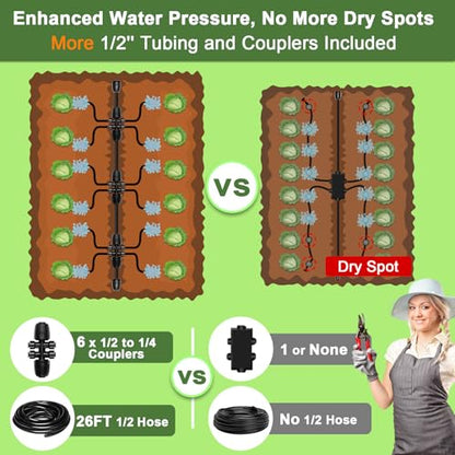 Drip Irrigation Kit for Garden, Quick-Connect Plant Watering System 230FT - size: 230FT