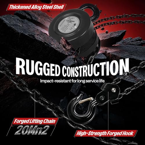 SPECSTAR Hand Chain Hoist 2 Ton 4400 Lbs Capacity 10 Feet with 2 Hooks - color: Black, size: 2 Ton