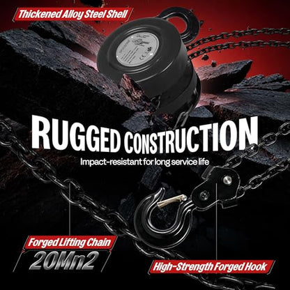 SPECSTAR Hand Chain Hoist 2 Ton 4400 Lbs Capacity 10 Feet with 2 Hooks - color: Black, size: 2 Ton