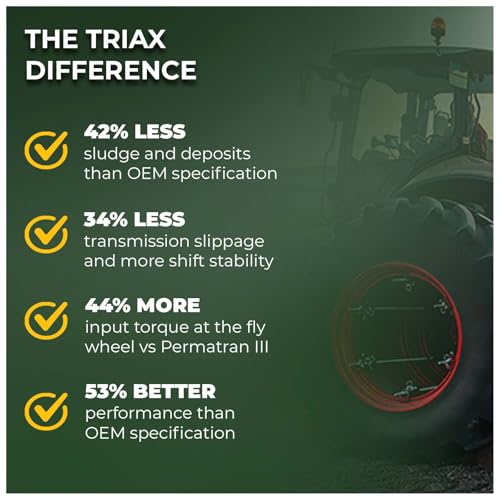 TRIAX Agra UTTO XL GL-4 Synthetic Blend Tractor Hydraulic, Transmission, Differential Fluid - All OEM Compatible with John Deere, Kubota, Massey Ferguson, CAT, and More (1 Gallon) - size: 1 Gallon