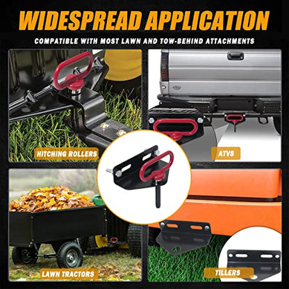 Universal Heavy Duty Zero Turn Mower Trailer Hitch with Magnetic Hitch Pin - color: Red+Black