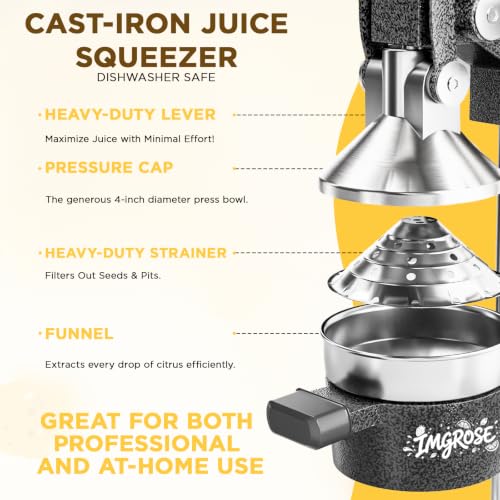 Manual Lemon Juicer Squeezer – Hand juicer Cast Iron - color: Dark Grey