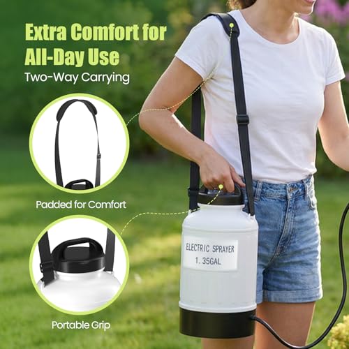 1.35 Gallon Battery Powered Sprayer, USB Pump Sprayer with Extendable Wand