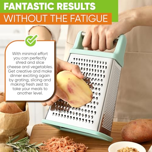 Spring Chef Stainless Steel XL Cheese Grater for Kitchen, Mint - color: Mint