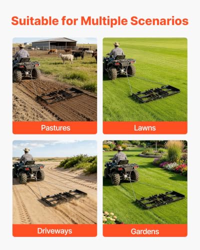 PioneerWorks Drag Harrow – Multi-Surface Leveler for ATV/UTV/Tractor - size: 72*20 inch