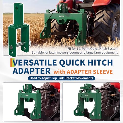 Garvee 3 Point Quick Hitch with Upgrade Versatile Adapter for Category 1 Tractors, 3000 Lbs Capacity