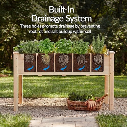 Best Choice Products Raised Herb Garden Bed Planter Box - Elevated Wooden Planter with 10 Grid Growing Compartments, Drainage Holes, Vegetable Flower Garden Box for Patio Balcony Backyard - Natural - color: Natural