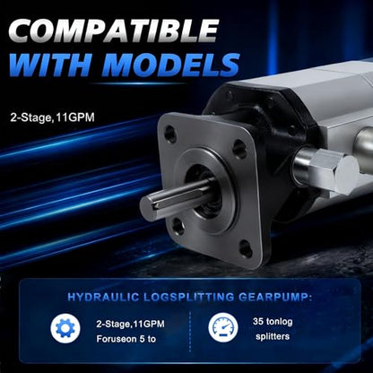 2-Stage Hydraulic Log Splitter Pump 3000 PSI 11GPM 1" Inlet 1/2 NPT - size: 11GPM