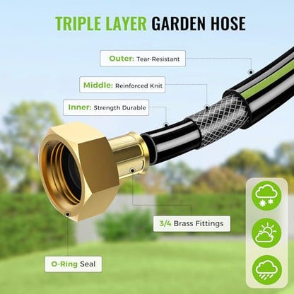 100ft Retractable Garden Hose Reel 1/2" with 10-Function Nozzle - color: Black & White