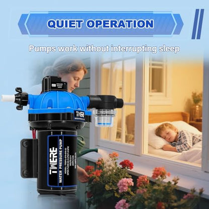 12V DC Water Pressure Pump,Sprayer Pump,7.0GPM 70PSI Five Chamber Diaphragm Water Pump,Up to 10FT 250W Self-Priming with Heavy Duty Pressure Switch,Ideal for Agricultural Spraying Marine Yacht - color: Blue