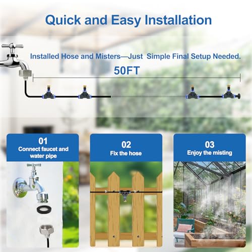 Pre-Assembled Misters for Outside Patio,Outdoor Misting System,50FT|15M. - size: 50FT-Pre